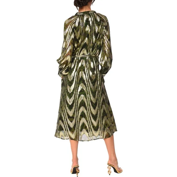 Seneca Metallic Long Sleeve Midi Shirtdress by CIEBON size XS - Picture 5 of 8
